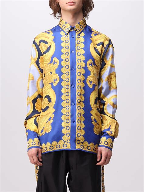 versace hemd herren blau gold|Versace Hemden für Herren .